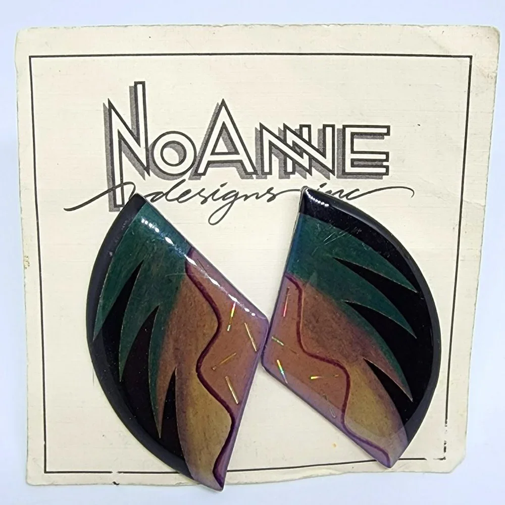 NOC RETRO 1980's NoAnne Boho Hippie Earth Tone Handmade Pierced Earrings